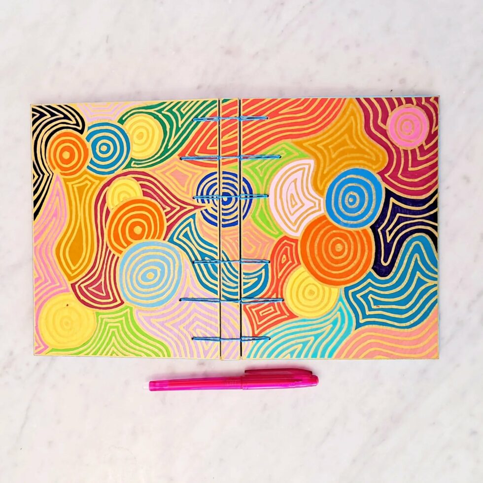 Carnet FARANDOLE, couverture à plat, reliure secrète belge.