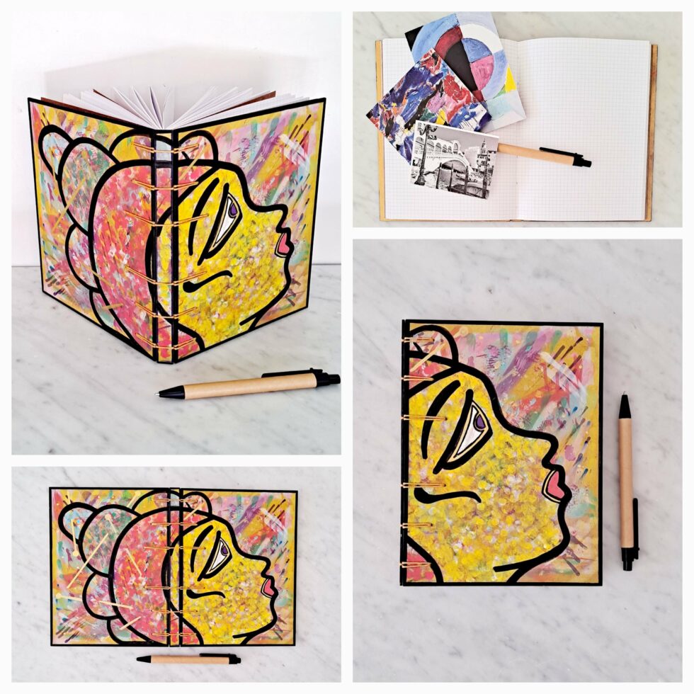 Carnet SURI, 4 vues couverture et intérieur du carnet. Mes p'tits carnets - Création France.